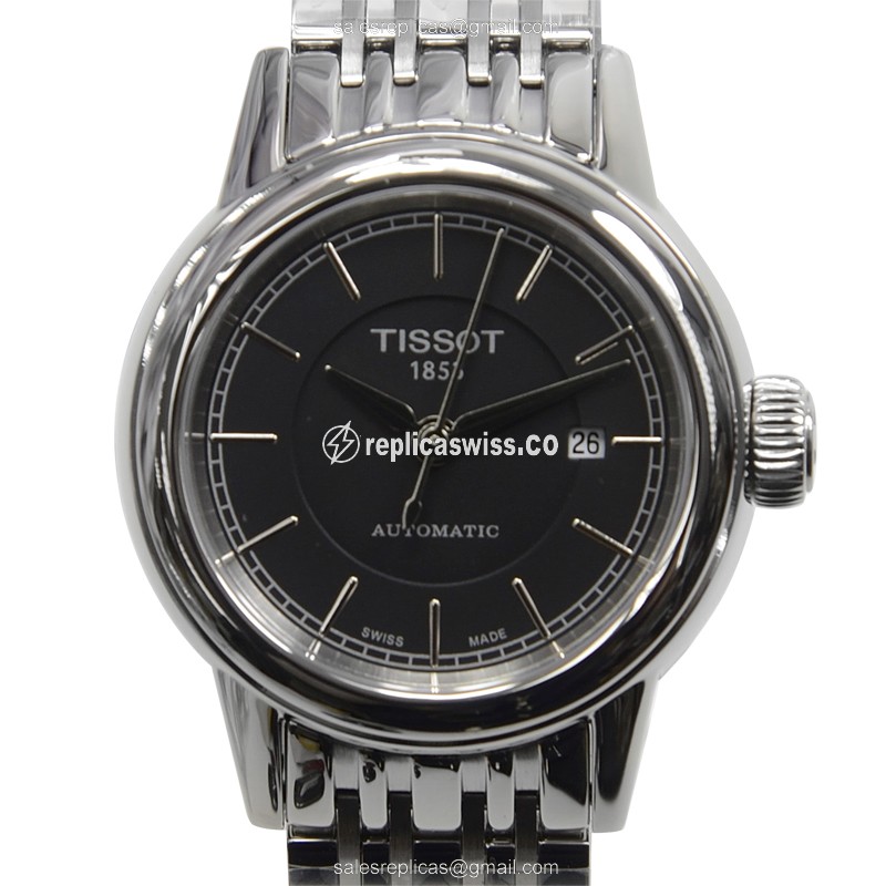 Tissot T-CLASSIC Replica - Automatic - Black Dial - Steel Case - Silver Strap