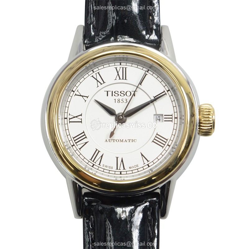 Replica Tissot T-CLASSIC - Automatic - White Dial - Leather Black Strap - Buckle Clasp - Luxury Replica T-CLASSIC Watch