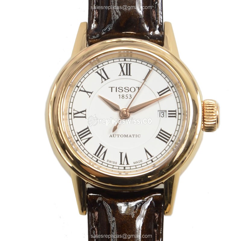 Rolex T-CLASSIC Replica - Automatic - Stainless Steel - White Dial - Brown Leather Strap