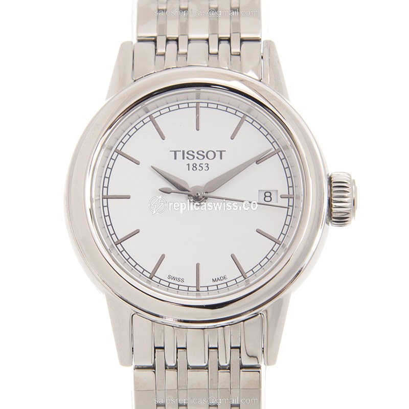 Tissot CLASSIQUE Quartz - White Dial - Steel Case - Silver Band - Clasp - Luxury Replica CLASSIQUE Watch