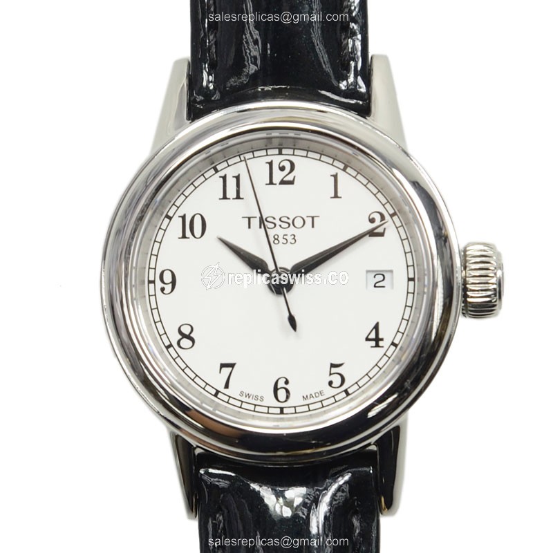 Rolex T-Classic Quartz Replica - White Dial - Stainless Steel - Black Leather Strap - Buckle Clasp - Luxury Replica T-CLASSIC Watch