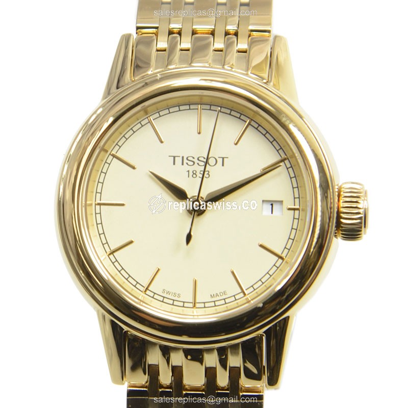 Rolex T-Classic Quartz Replica - Gold Case - Gold Dial - Steel Strap - Clasp