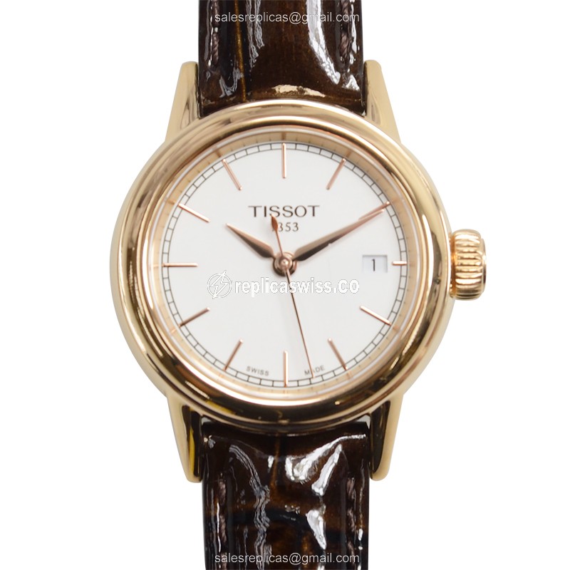 Tissot T-CLASSIC Replica - Quartz - Steel Case - White Dial - Brown Leather Strap