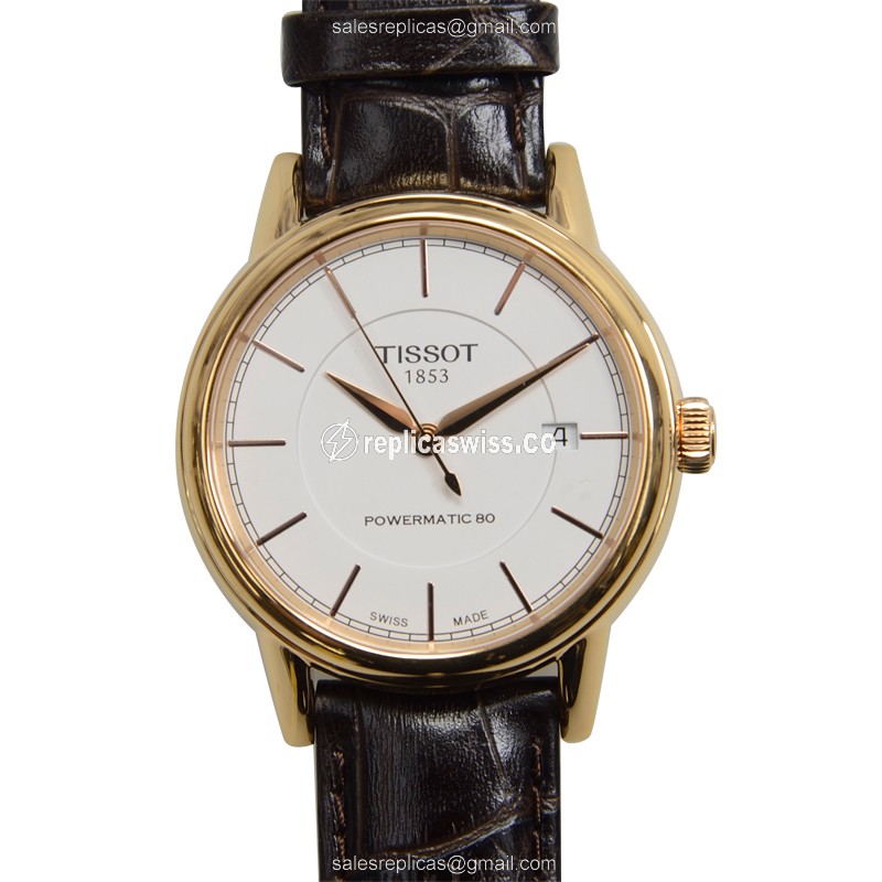 Rolex T-CLASSIC Replica - Automatic - Steel Case - White Dial - Brown Leather Strap
