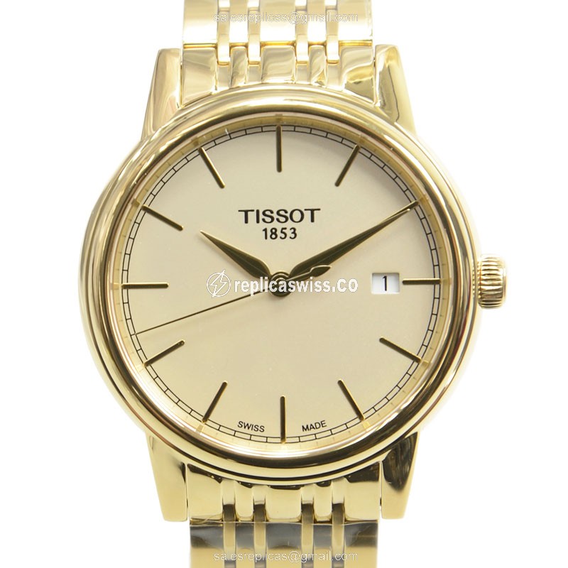 Tissot T-CLASSIC Replica - Quartz - Steel - Gold Dial - Gold Strap - Clasp
