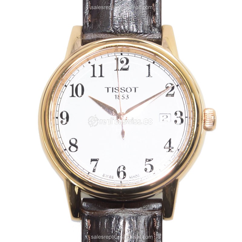Tissot T-CLASSIC Quartz - White Dial - Steel Case - Brown Leather - Buckle Clasp - Luxury Replica T-CLASSIC Watch