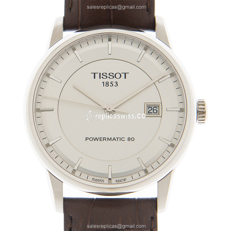 Tissot T086.407.16.031.00 Luxury - Automatic - Steel Case - Silver Dial - Brown Leather Strap