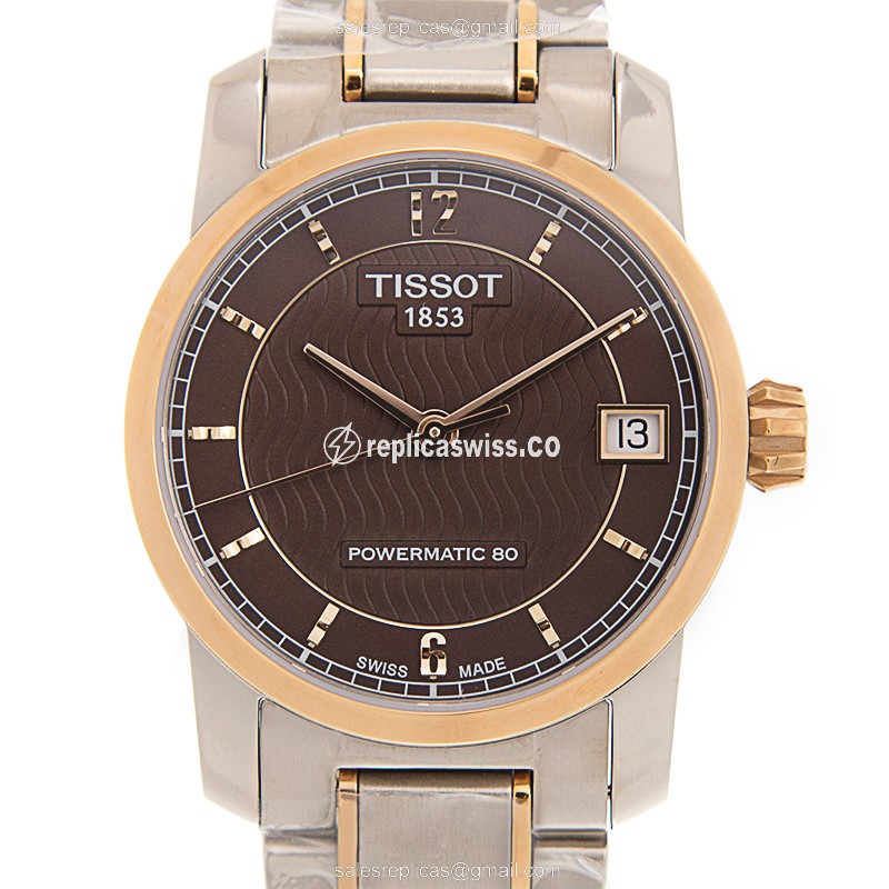 Tissot T087.207.55.297.00 Replica - Automatic - 18kt Rose Gold - Brown Dial - Silver Strap