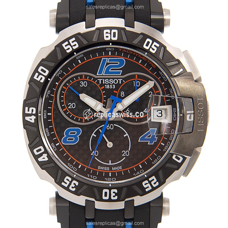 Rolex T-RACE Quartz - Stainless Steel Case - Black Dial - Rubber Strap