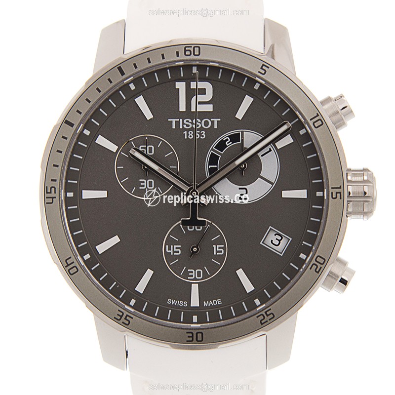 Tissot T-SPORT Quartz Steel - Dark Grey Dial - White Rubber Strap - Buckle Clasp
