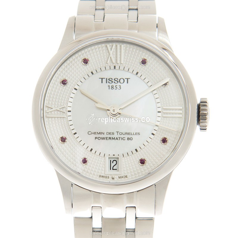 Automatic Tissot Chemin Des Tourelles Replica - White Dial - Silver Steel Case & Band - Luxury Replica CHEMIN DES TOURELLES Watch