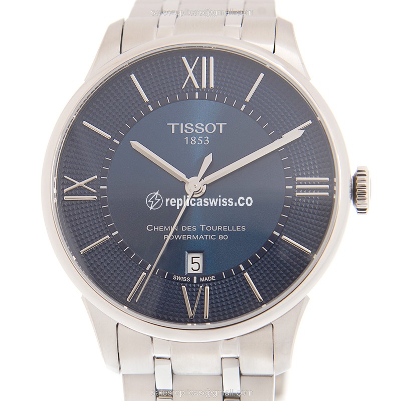 Automatic Tissot Chemin Des Tourelles - Steel Case - Blue Dial - Silver Strap