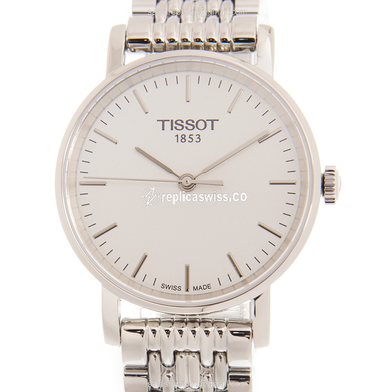 Tissot T109.210.11.031.00 Replica - Quartz - Stainless Steel Case - White Dial - Silver Steel Strap