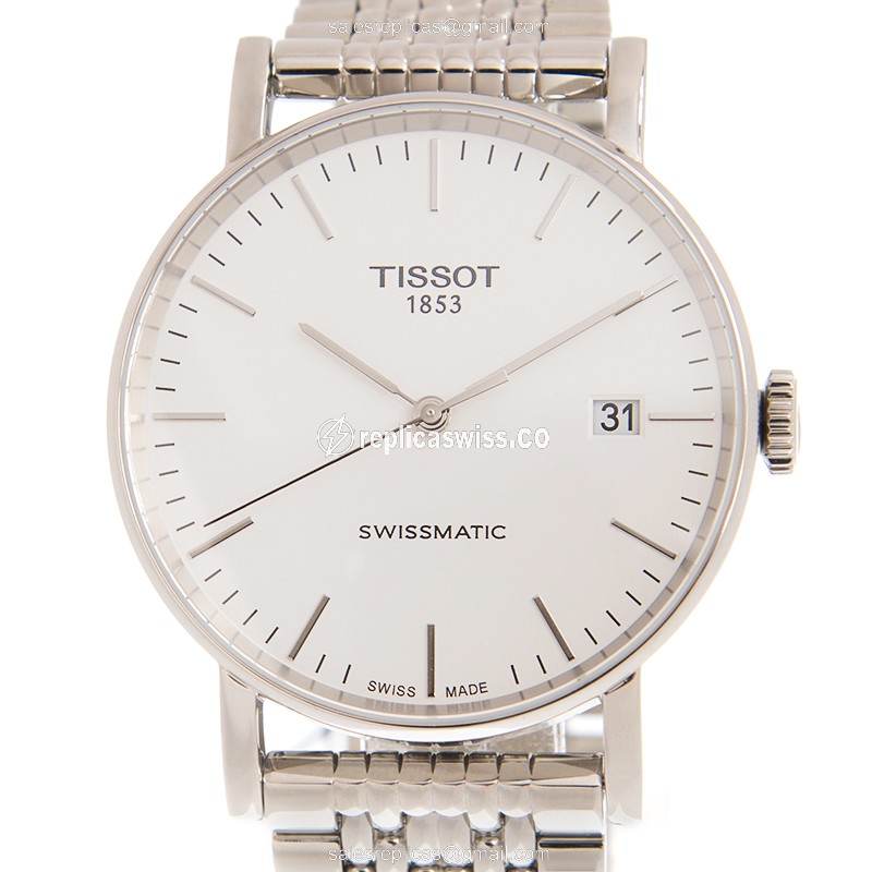 Tissot EVERYTIME Replica - Automatic - Stainless Steel - White Dial - Silver Clasp - Luxury Replica EVERYTIME Watch