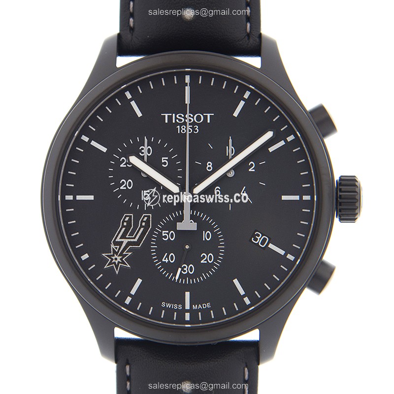 Watch Replica Tissot Chrono XL - Quartz - Black Steel Case - Leather Black Strap - Luxury Replica TISSOT CHRONO XL Watch