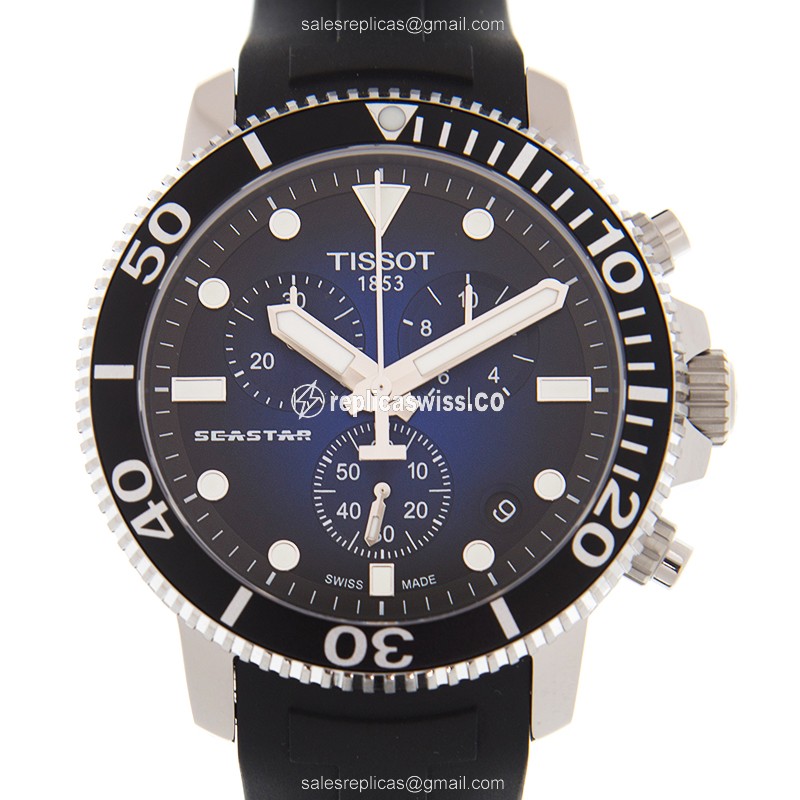 Tissot T120.417.17.041.00 SEASTAR Quartz - Blue Dial - Steel Case - Black Rubber Strap