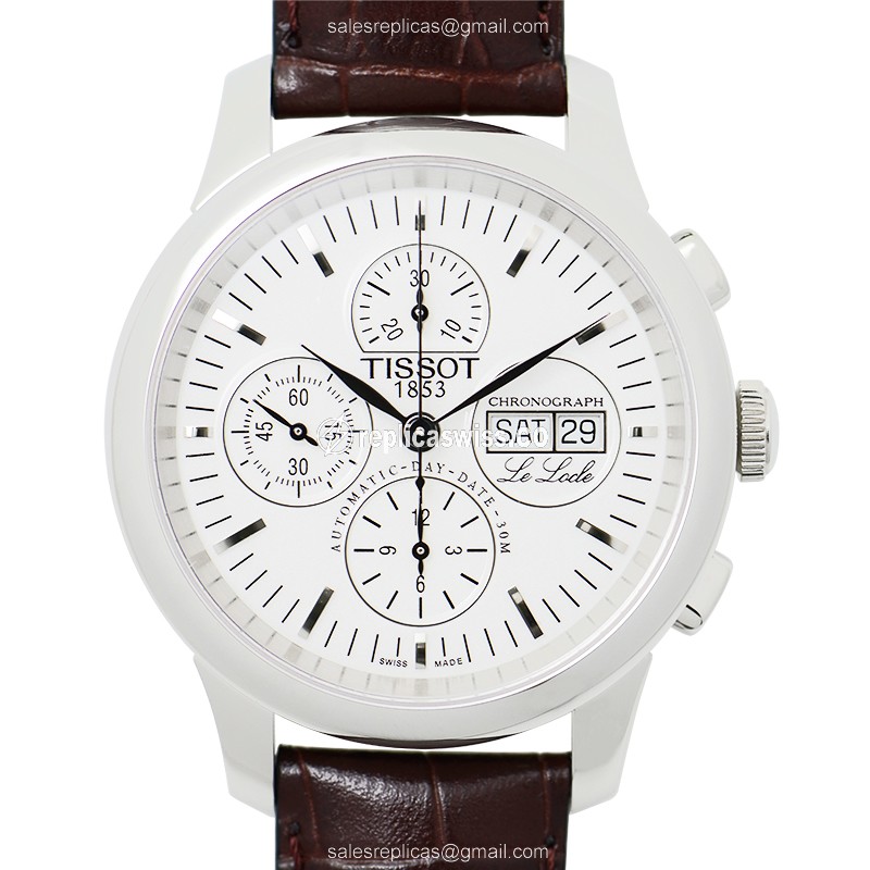 Tissot T-CLASSIC Replica - Automatic - Stainless Steel - White Dial - Brown Leather Strap