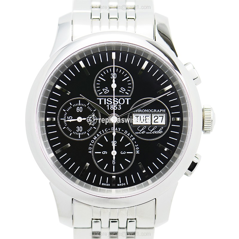 Automatic Tissot T41.1.387.51 LE LOCLE - Steel Case - Black Dial - Silver Strap - Luxury Replica LE LOCLE SERIES Watch