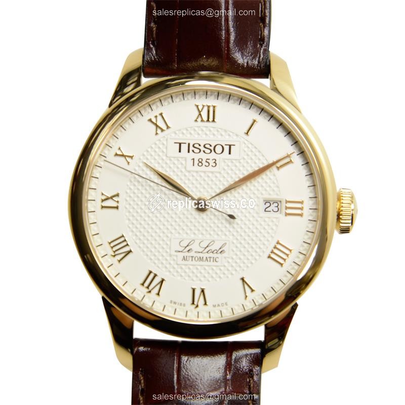 Rolex T-CLASSIC Replica - Automatic - Stainless Steel - Silver Dial - Brown Leather Strap - Luxury Replica T-CLASSIC Watch