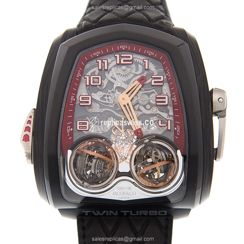 Jacob & Co TT100.21.NS.NK.A WA4D - Manual Wind - Steel Case - Silver Dial - Black Leather Strap - Luxury Jacob & Co Watch