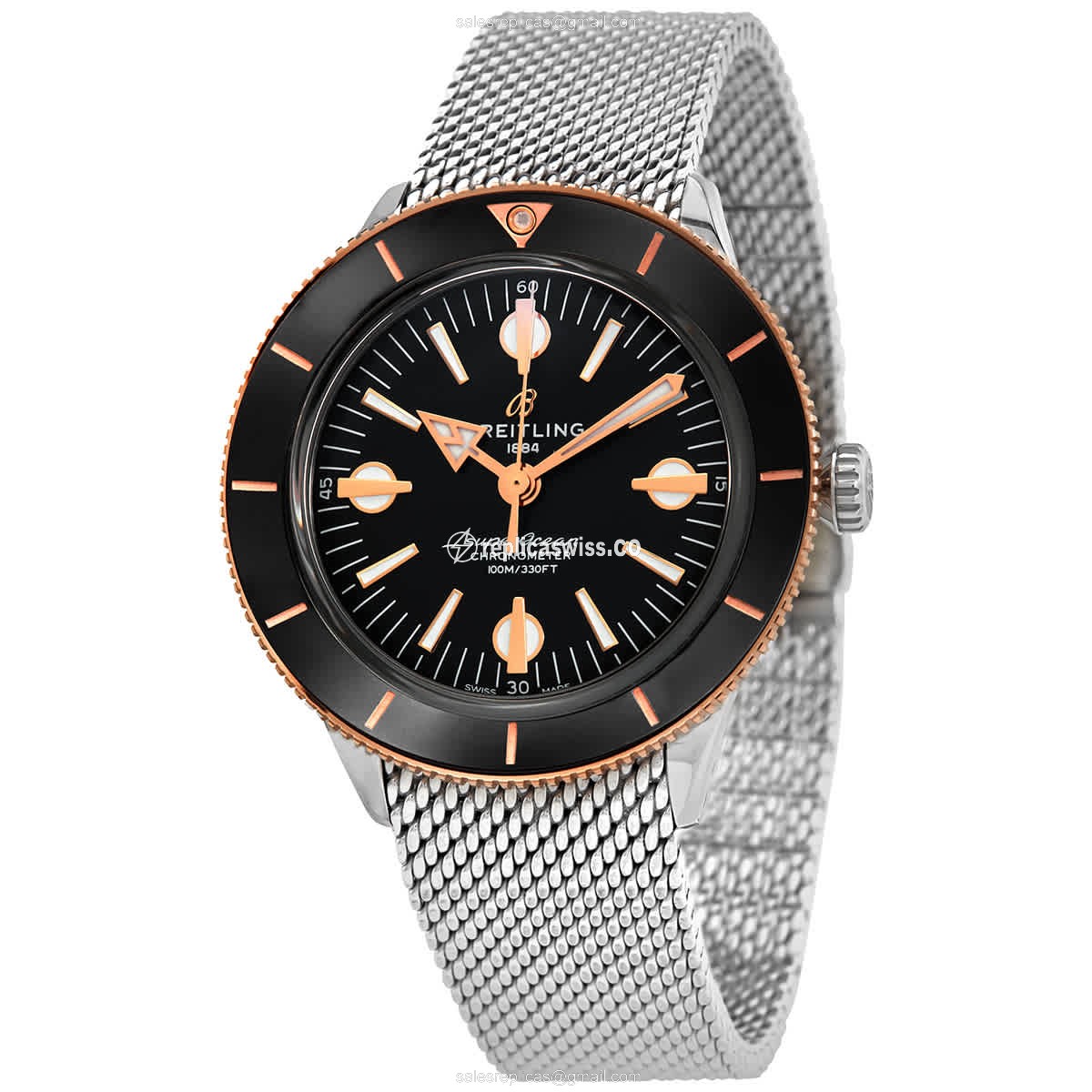 Breitling Superocean Heritage Replica - Automatic - 18kt Rose Gold & Steel - Black Dial - Silver Steel Strap
