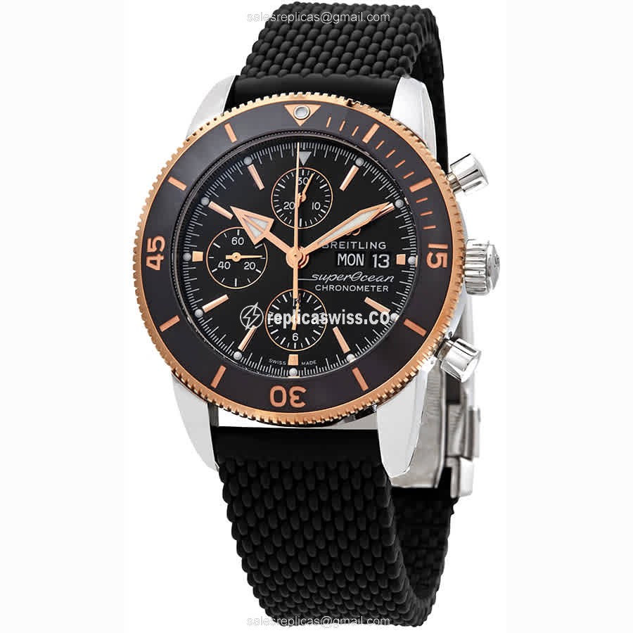 Breitling Superocean Heritage - Automatic - Black Dial - Steel Case - Rubber Black Strap - Luxury Replica SUPEROCEAN HERITAGE Watch