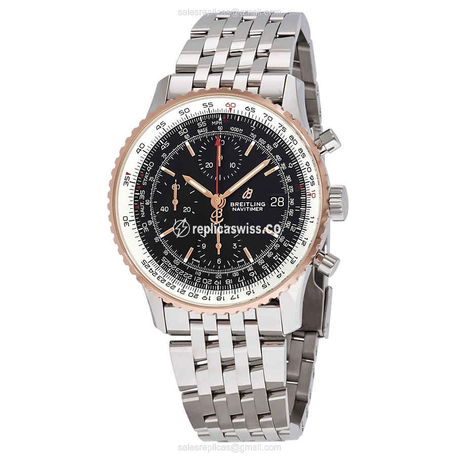 Breitling U13324211B1A1 NAVITIMER 1 - Automatic - Steel - Black - Silver Band - Luxury Replica NAVITIMER 1 Watch