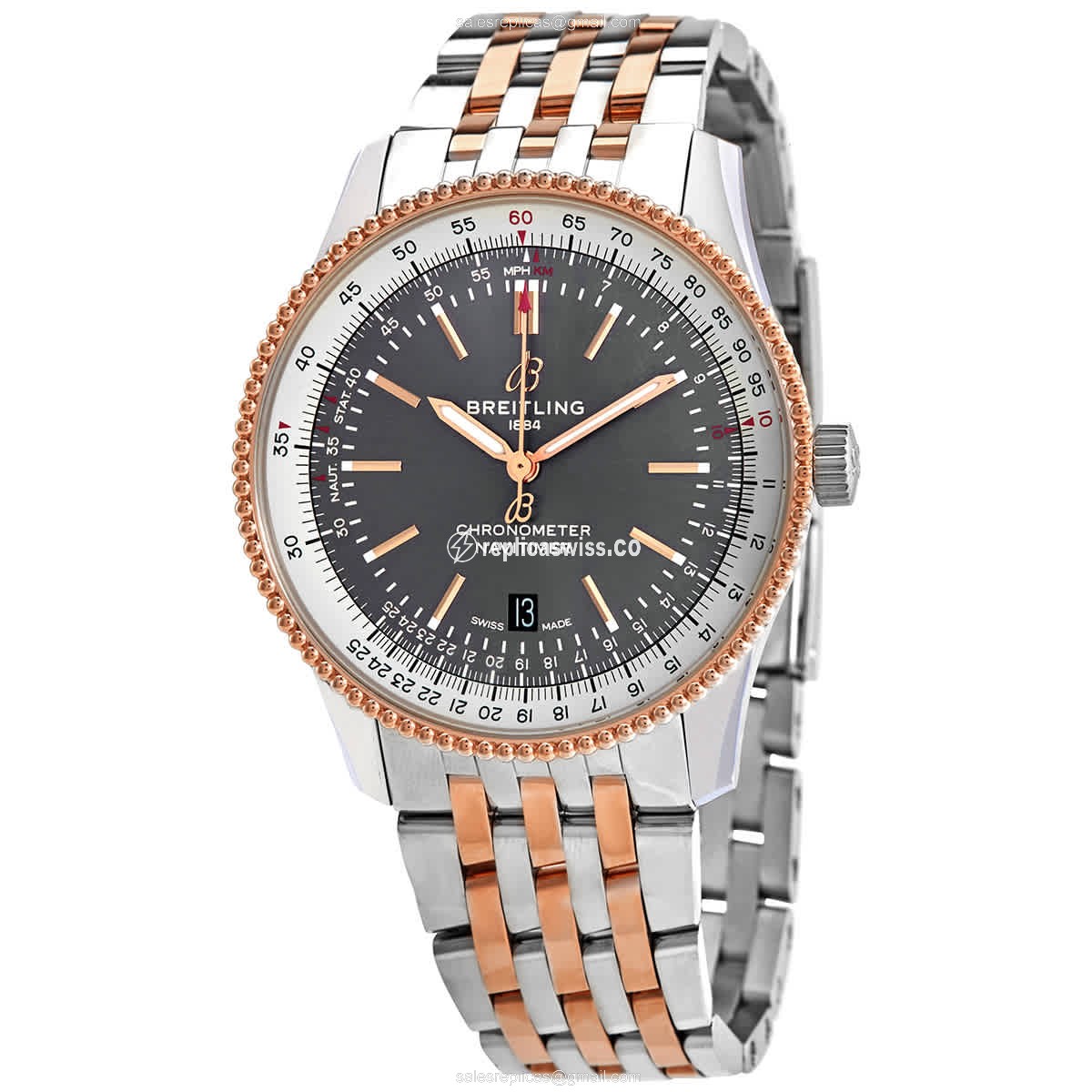 Breitling U17326211M1U1 NAVITIMER - Automatic - Steel Case - Gray Dial - Gold Strap