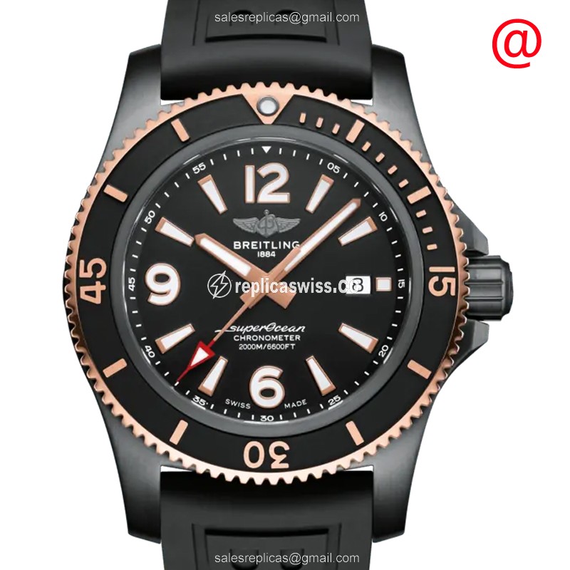 Breitling U17368221B1S1 SuperOcean - Auto - Steel - Black Dial - Rubber Strap - Luxury Replica SUPEROCEAN Watch