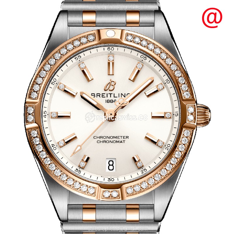 Breitling U77310591A1U1 Chronomat B01 Quartz 18kt Rose Magic - Diamond Dial - Gold Clasp - Steel Strap