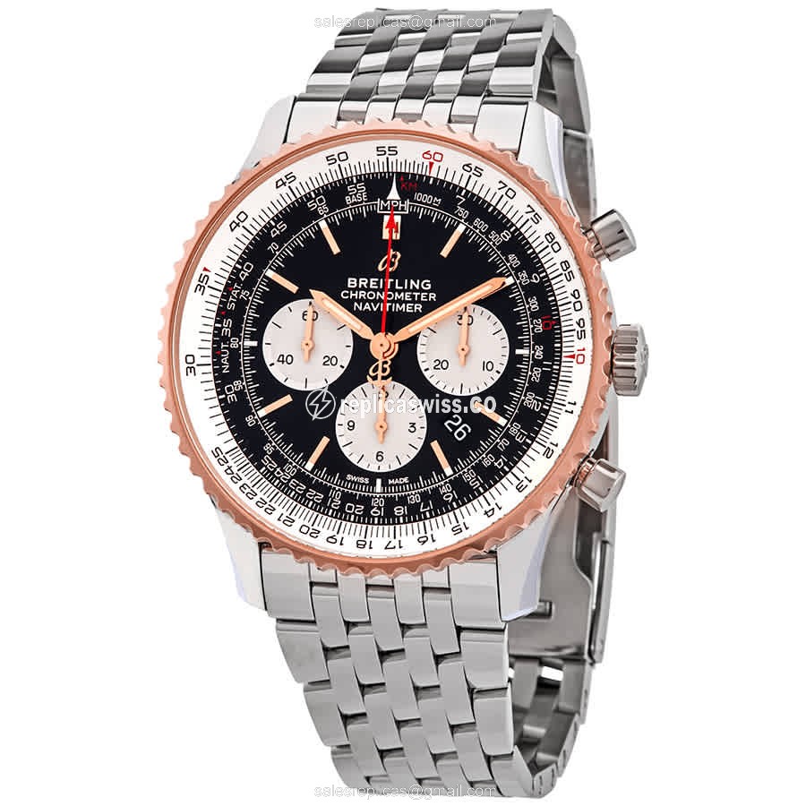 Breitling UB0127211B1A1 Replica - Automatic - Steel Case - Black Dial - Silver Strap