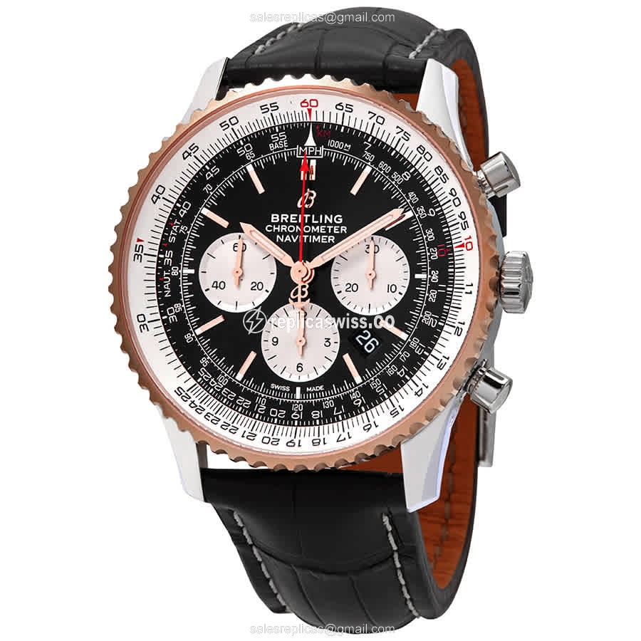 Breitling UB0127211B1P1 NAVITIMER 1 - Automatic - Black Dial - Steel Case - Black Alligator Strap - Luxury Replica NAVITIMER 1 Watch
