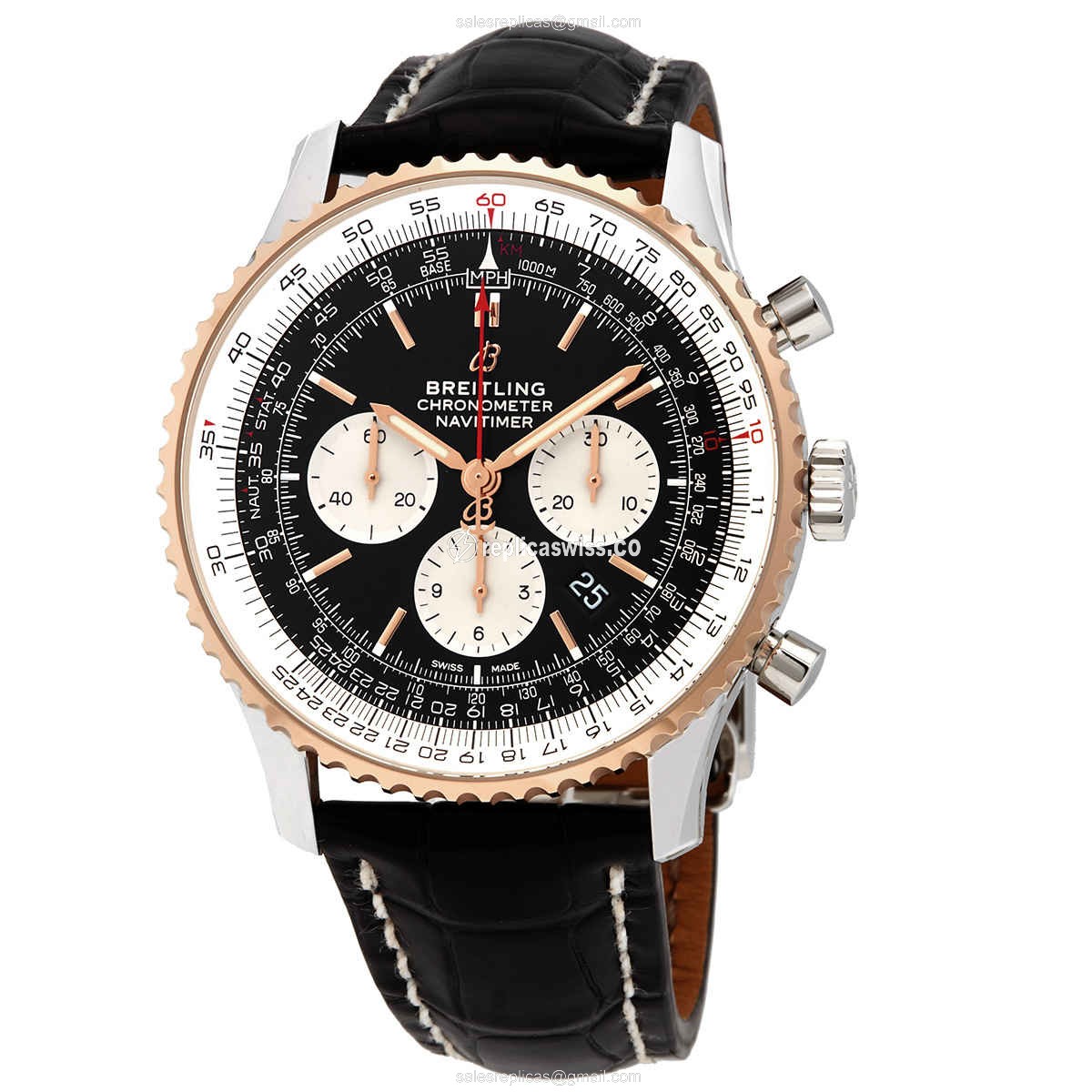 Breitling UB0127211B1P2 NAVITIMER - Automatic - Black Dial - Steel Case - Alligator Black Strap