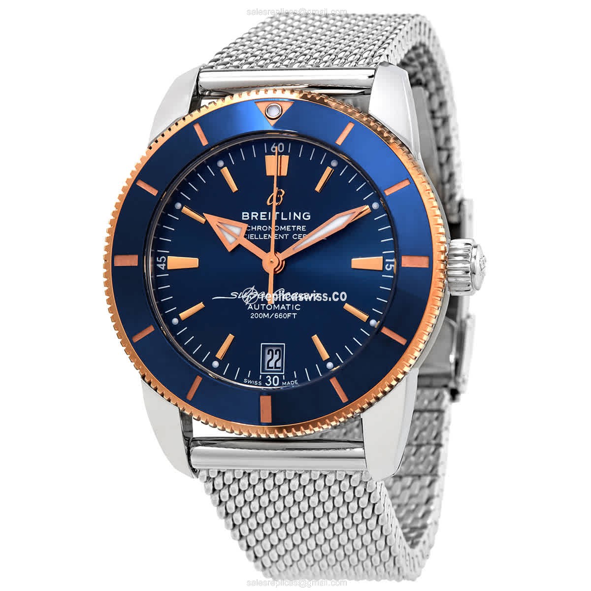 Breitling UB2010161C1A1 Replica - SuperOcean Heritage - Automatic - Steel Case - Blue Dial - Silver Steel Strap