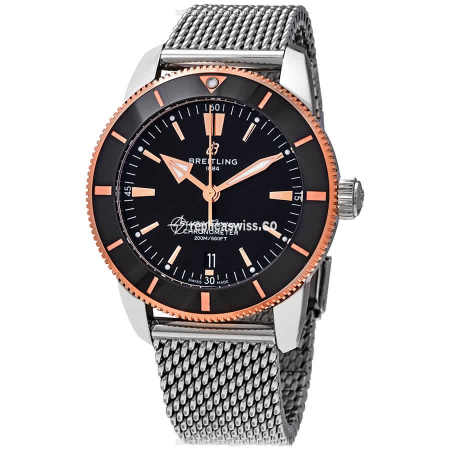 Breitling Superocean Replica - Automatic - Black Dial - Steel Case - Silver Band - Luxury Replica SUPEROCEAN Watch