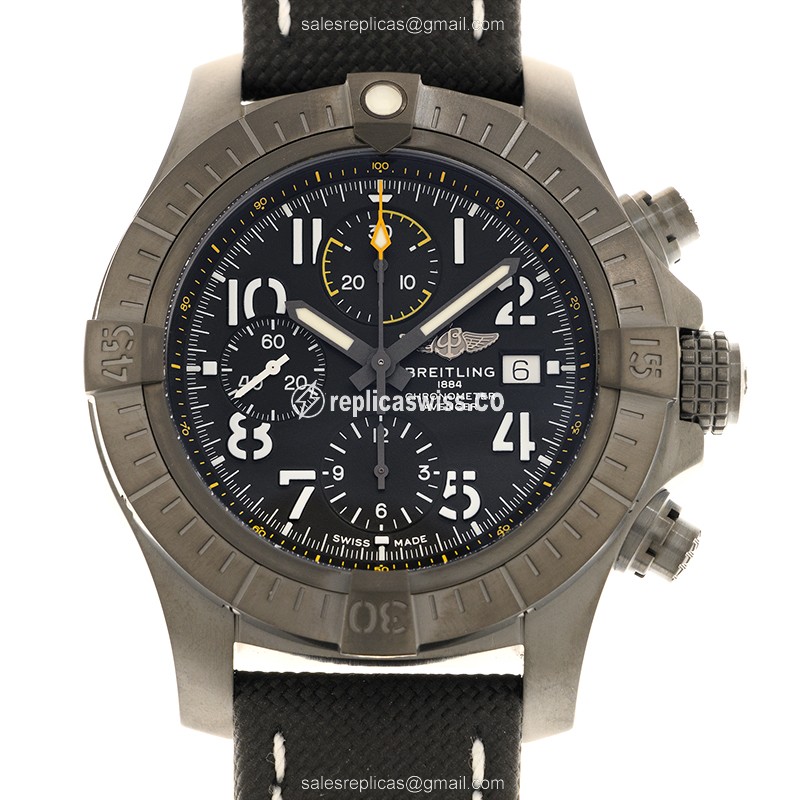 Breitling AVENGER II Titanium Auto - Black Dial - Leather Strap - Luxury Replica AVENGER II Watch