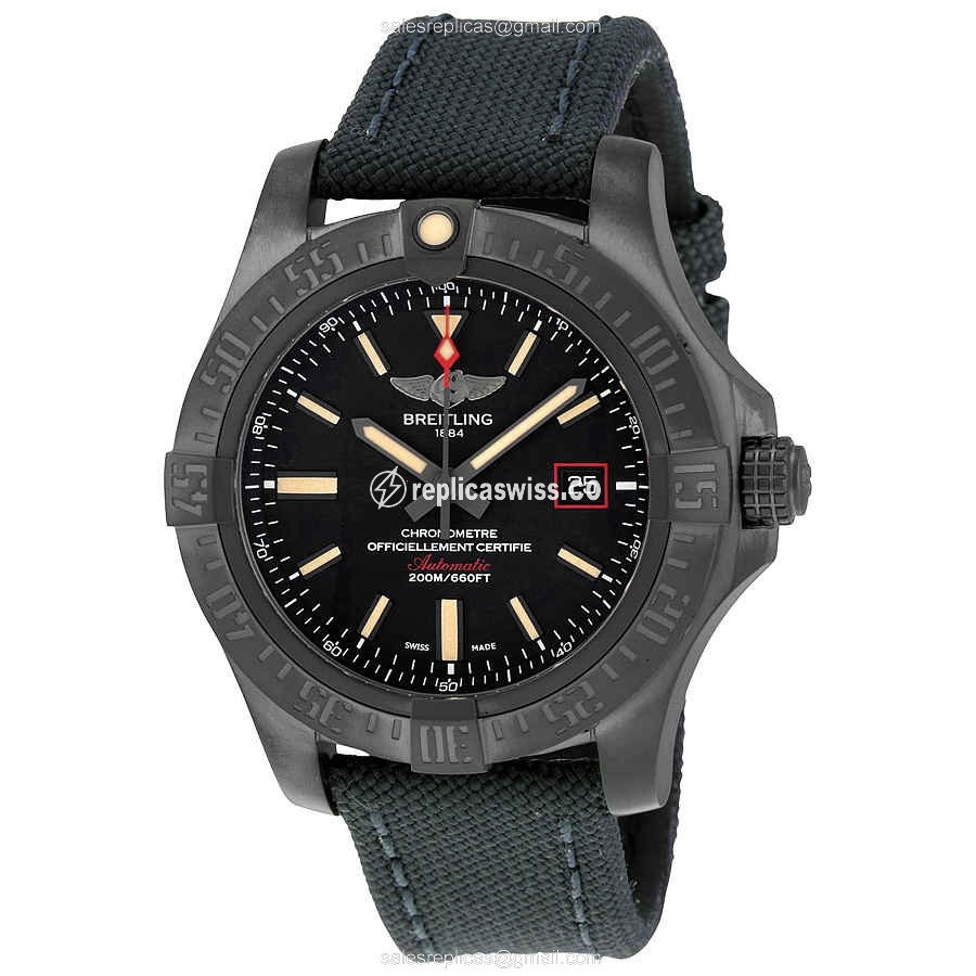 AVENGER II Replica - Automatic - Titanium Case - Black Dial on Canvas Strap