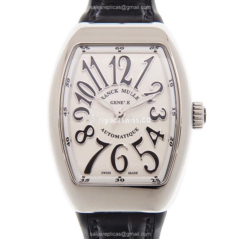 Franck Muller V29 SC AT FO Replica - Automatic - Steel Case - White Dial - Black Alligator Strap - Luxury Replica VANGUARD Watch
