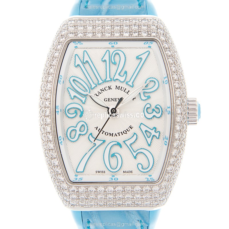 Franck Muller V 29 SC AT FO D AC.BL Vanguard Replica - Automatic - White Dial on Blue Alligator Strap