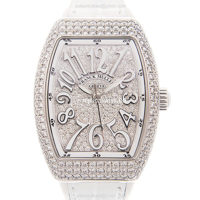 Franck Muller V 29 SC AT FO D CD Vanguard Replica - Automatic - Silver Dial - White Alligator Strap - Luxury Replica VANGUARD Watch