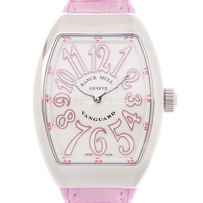 Franck Muller V32 QZ Quartz - White Dial on Leather - Buckle Clasp