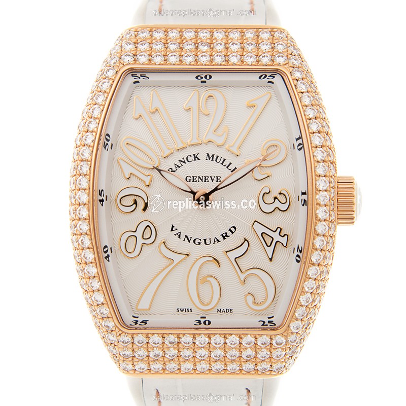 Franck Muller V 32 QZ D (5N.BC) VANGUARD Quartz 18kt Rose Gold & Diamonds