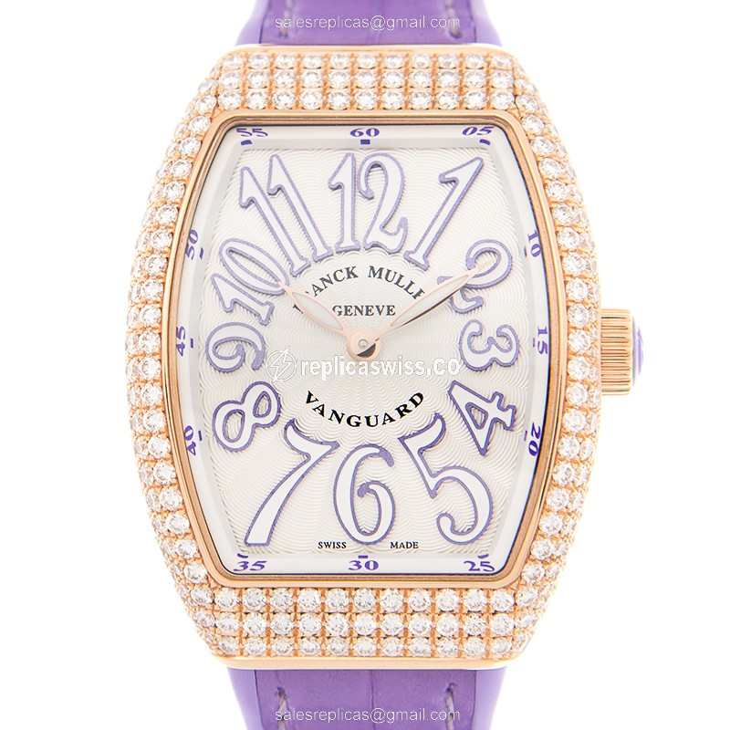 Franck Muller Vanguard Replica - Rose Gold - White Dial - Qz