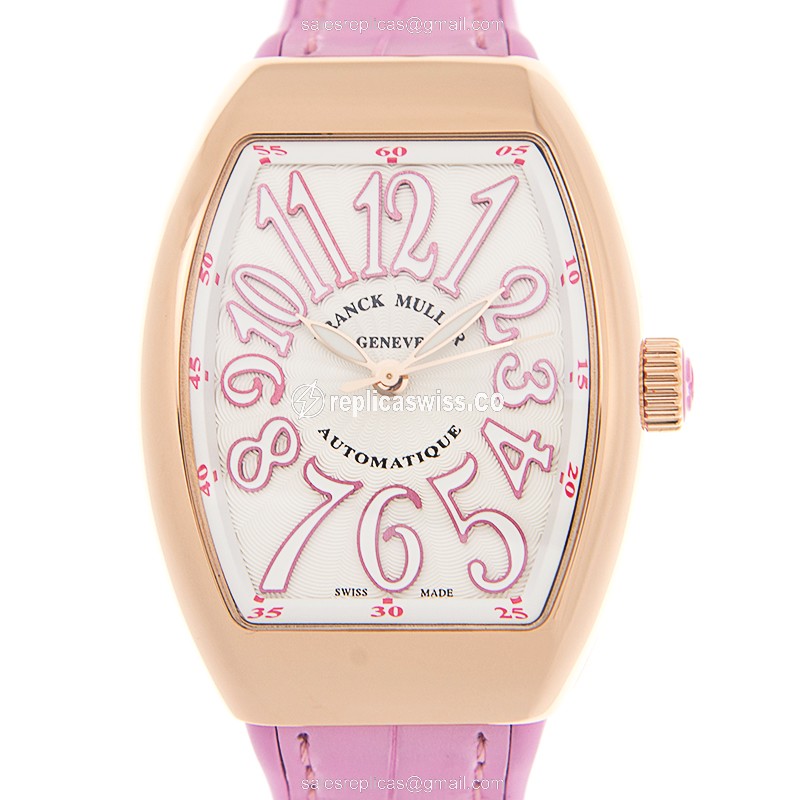 Franck Muller V32 SC AT FO 5N.RS Vanguard - 18kt Rose Gold - Automatic - White Dial on Pink Alligator Strap