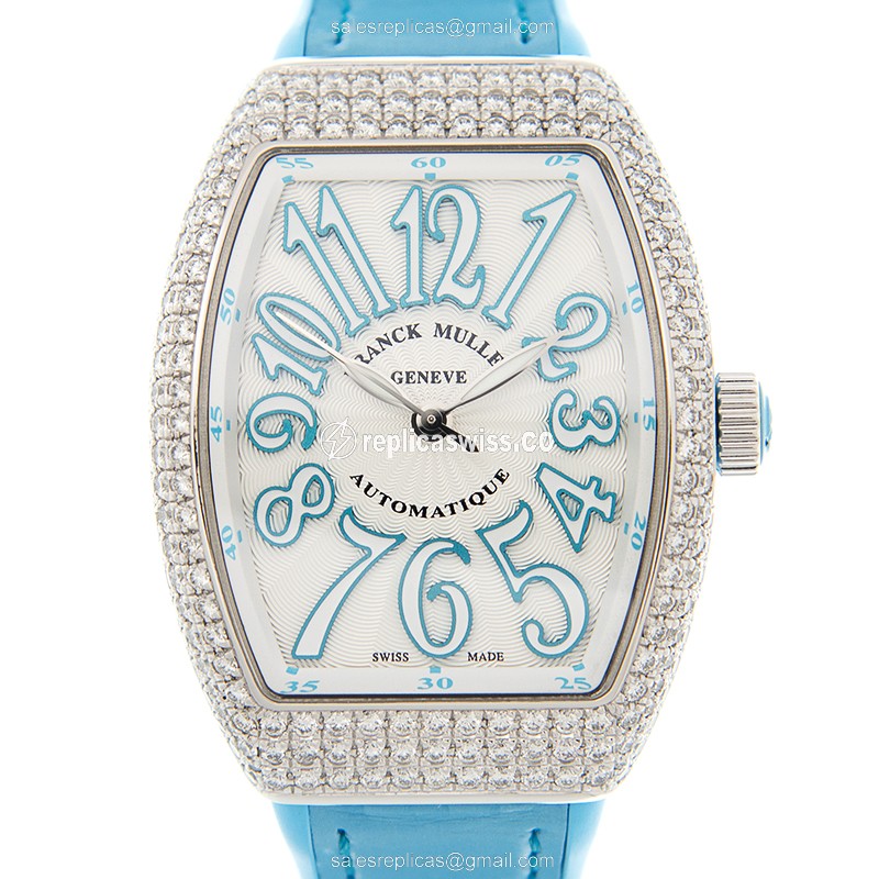 Franck Muller V32 SC AT FO D Vanguard Replica - Automatic, White Dial on Blue Strap
