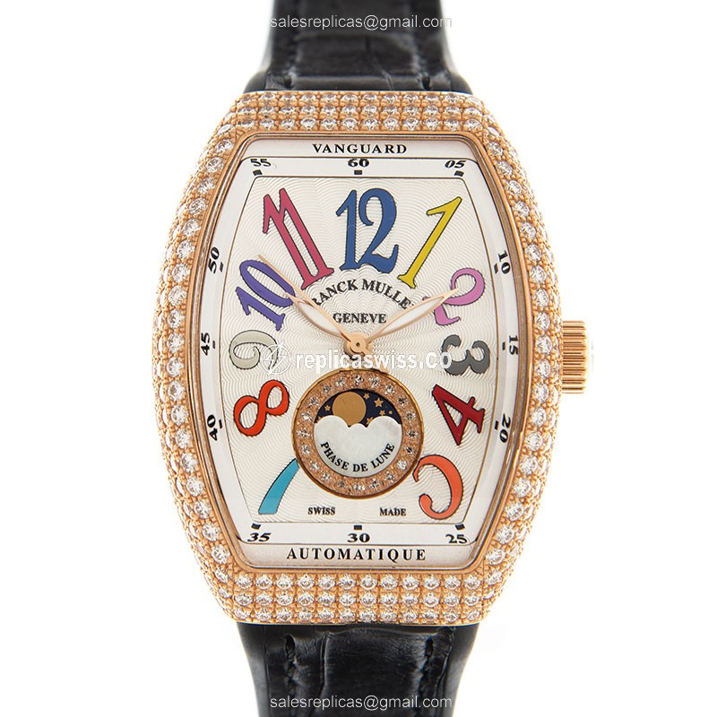 Franck Muller V32 SC AT FO L D CD 1R COL DRM - 18kt Rose Gold Case - Automatic - White Dial - Leather Strap