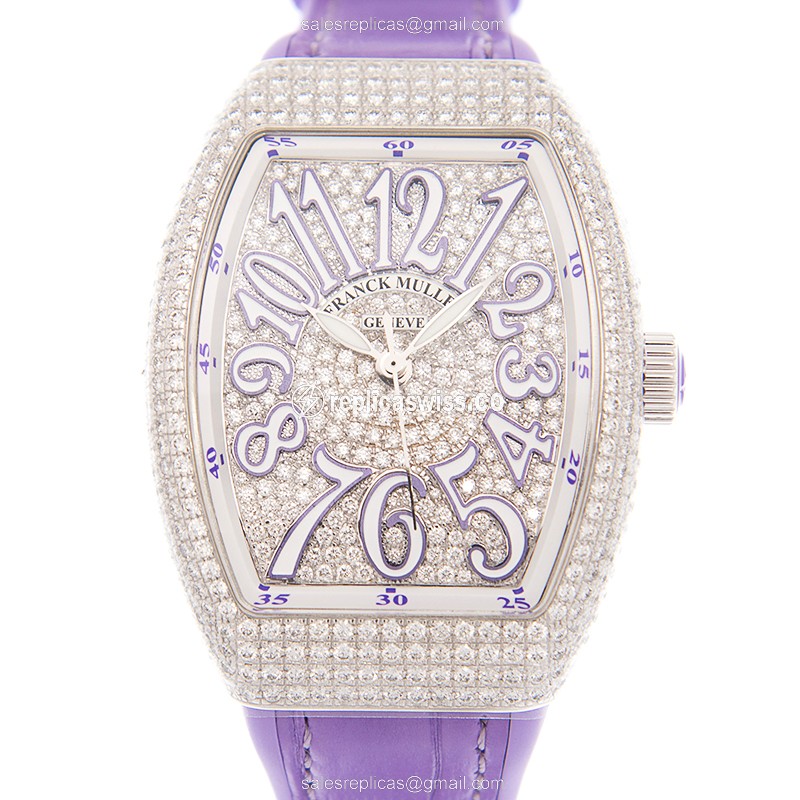 Franck Muller V 35 SC AT FO D CD AC.VL Vanguard Replica - Automatic - Silver Dial, Diamonds
