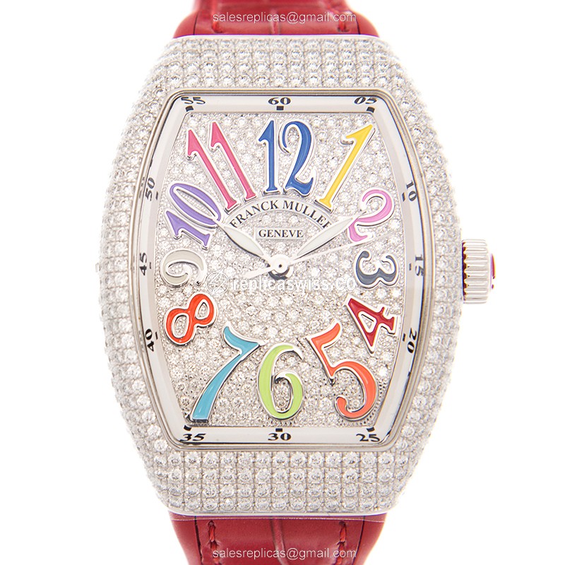 Franck Muller V35SCATFODCD COL DRM Automatic - 18kt White Gold - Diamond Dial