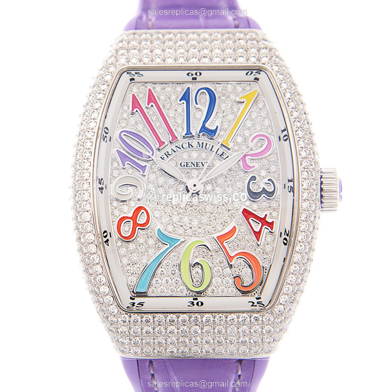 Franck Muller V 35 SC AT FO D CD COL DRM - 18kt White Gold & Diamond Case, Automatic Movement