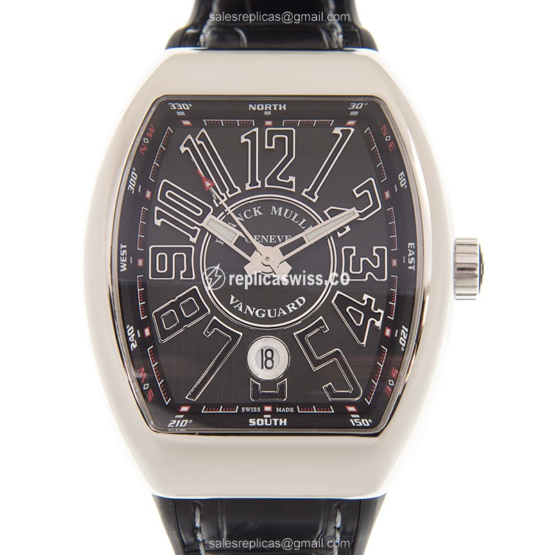 Franck Muller V 41 SC DT AC.NR Vanguard - Automatic - Steel Case - Black Dial, Alligator Strap